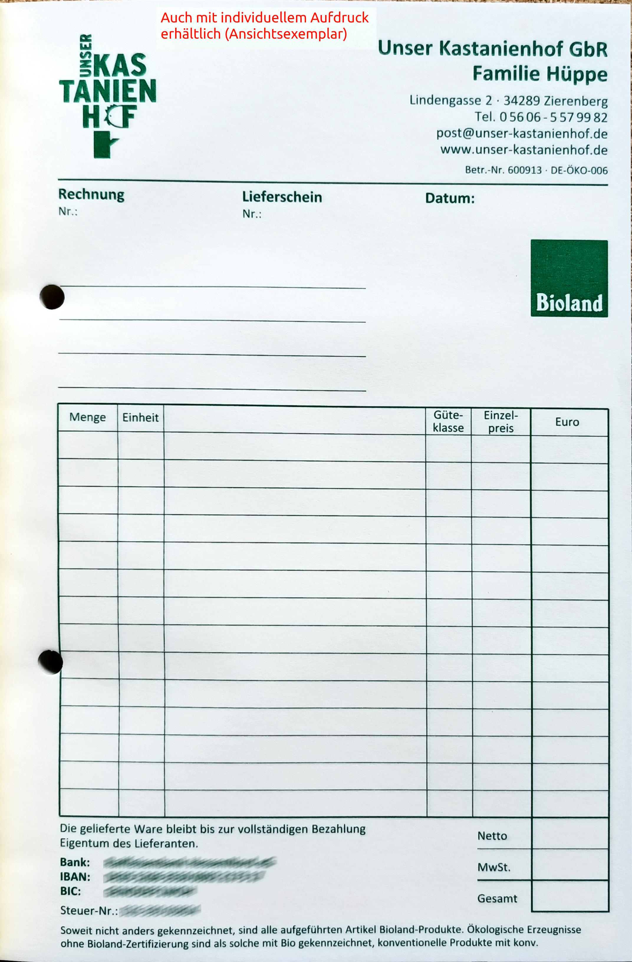 Rechnungs-/Lieferscheinbuch